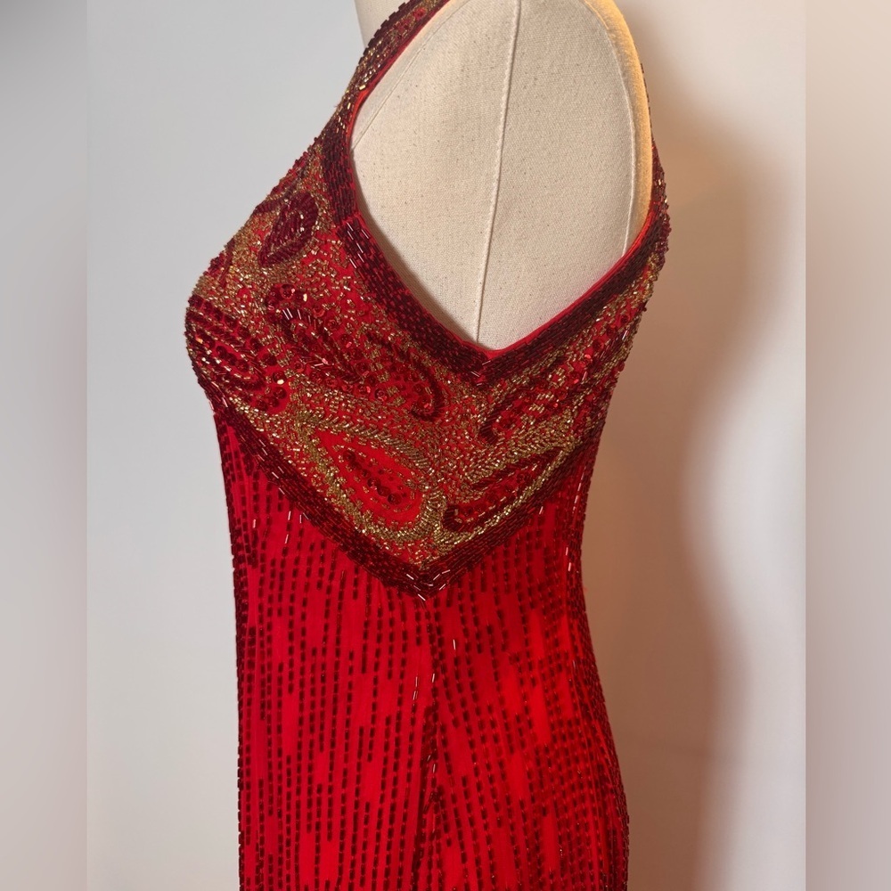 Rare Vintage Lillie Ruban Red/Gold Sequined Gown – Size 6 - Picture 6 of 13